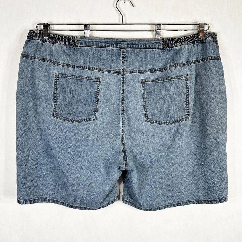 Liz & Me Catherines Plus Sz 26W Denim Shorts Jeans Light Blue Elastic Waist 1180 - Image 2