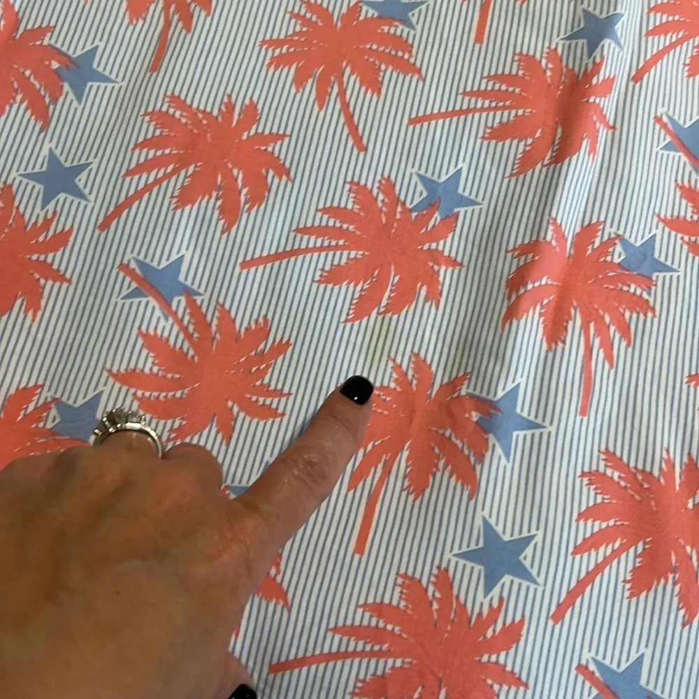 Crown & Ivy sz 10 sleeveless dress with pockets tropical palm tree striped flaw - Image 5