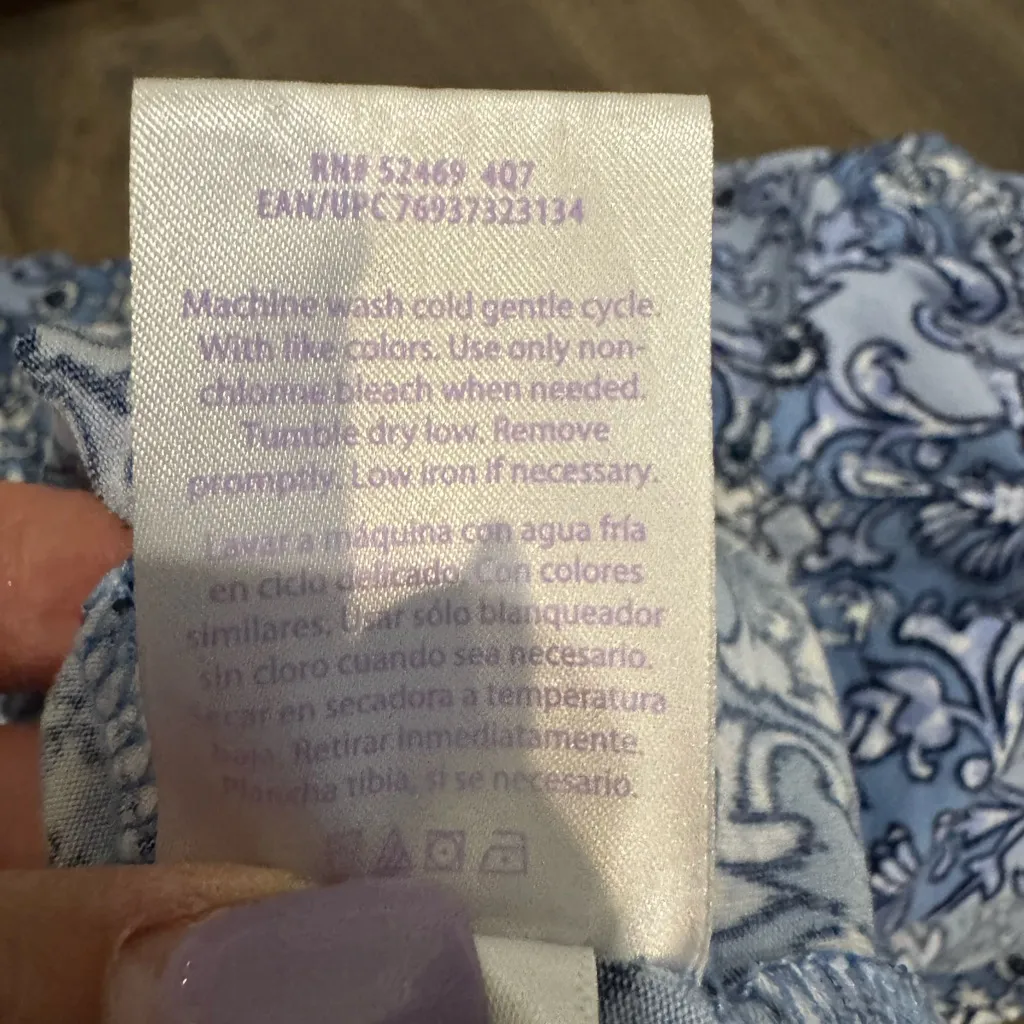 SECRET TREASURES Blue Floral Patterned Kimono Robe Size S 4-6 Sleepwear Cozy - Image 13