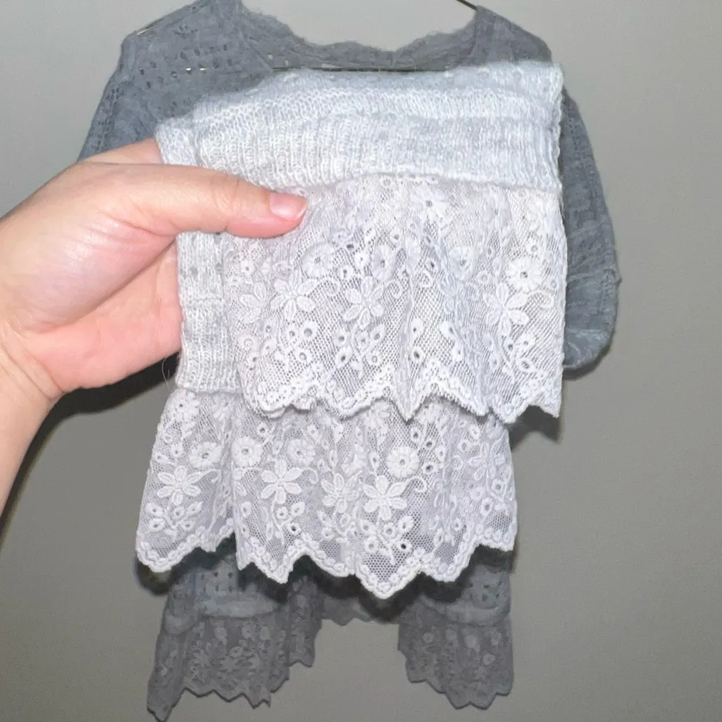 Caroline constas lace knit cardigan medium wool and alpaca blend Gray - Image 4