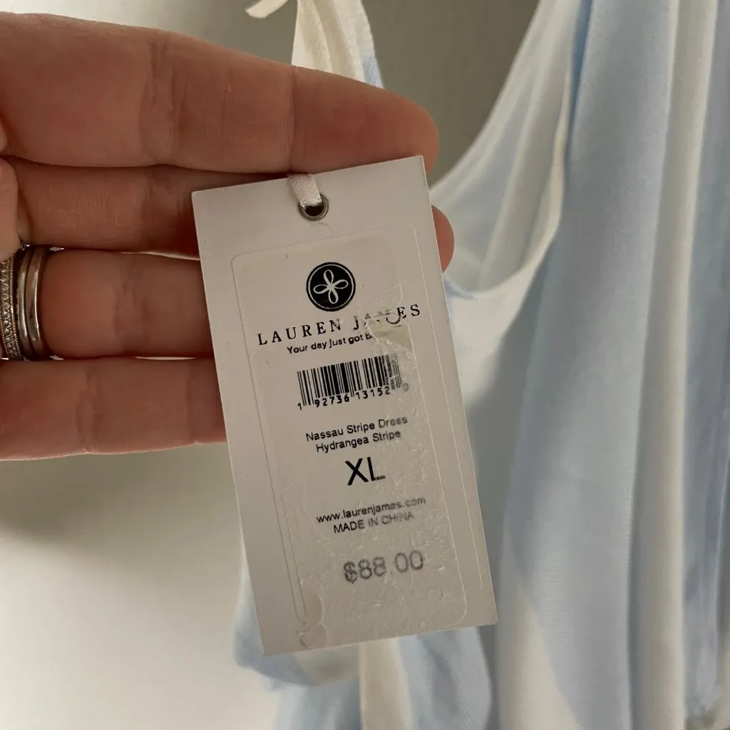 Lauren James Nassau Stripe Dress Size XL Blue and White Halter Sleeveless New - Image 10
