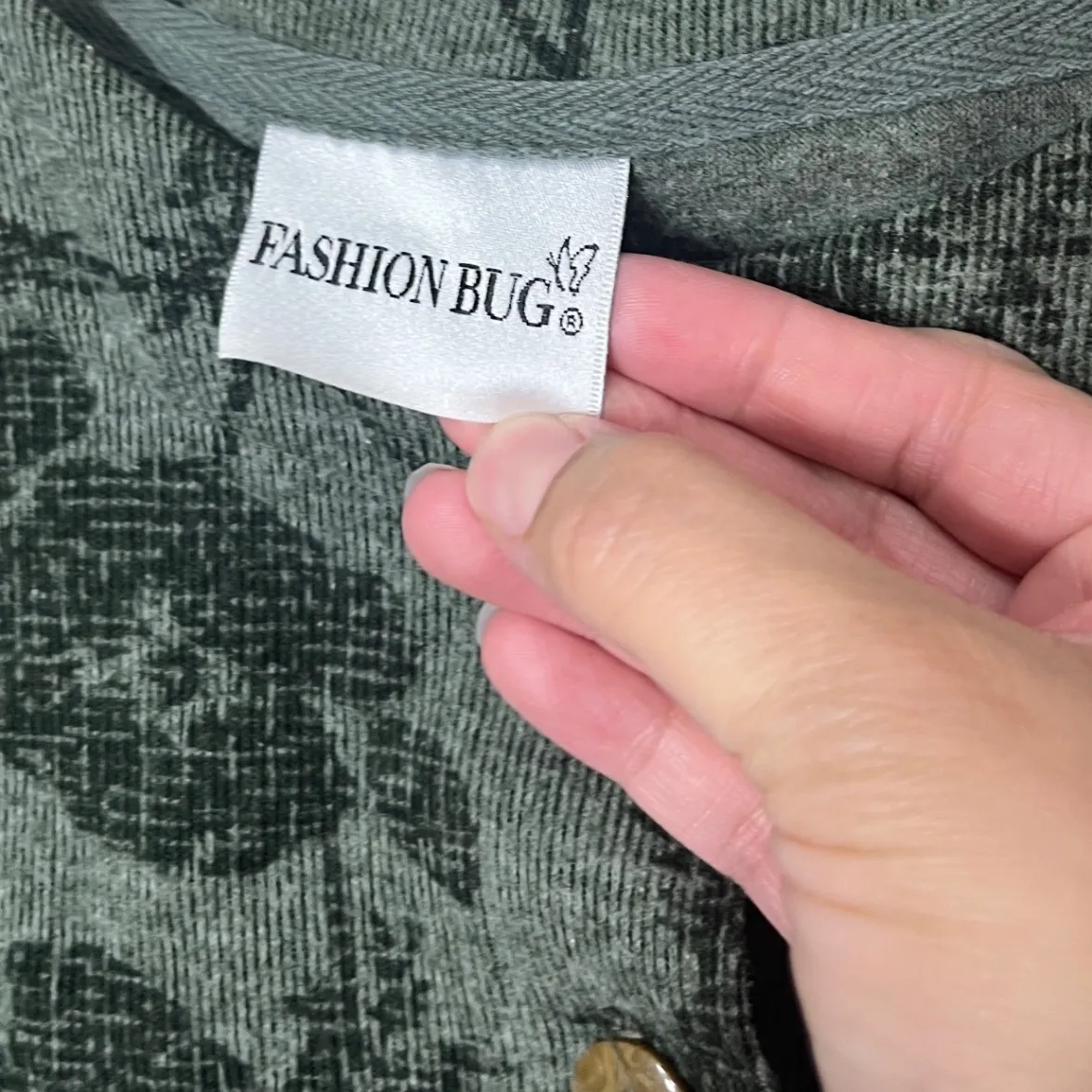 Vintage Fashion Bug Button Front Floral Cardigan Green‎ Long Sleeve Knit Large - Image 5