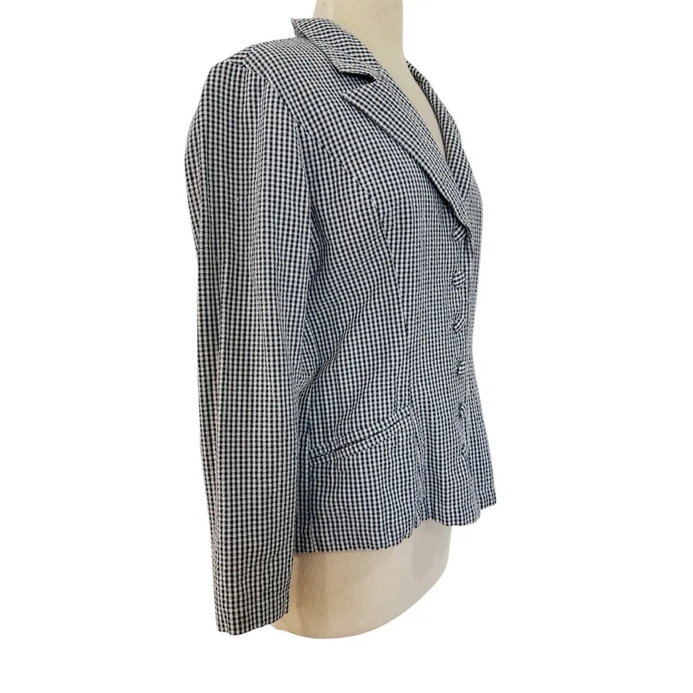 Betsy Johnson Vintage 100% cotton black white checker blazer - Image 3