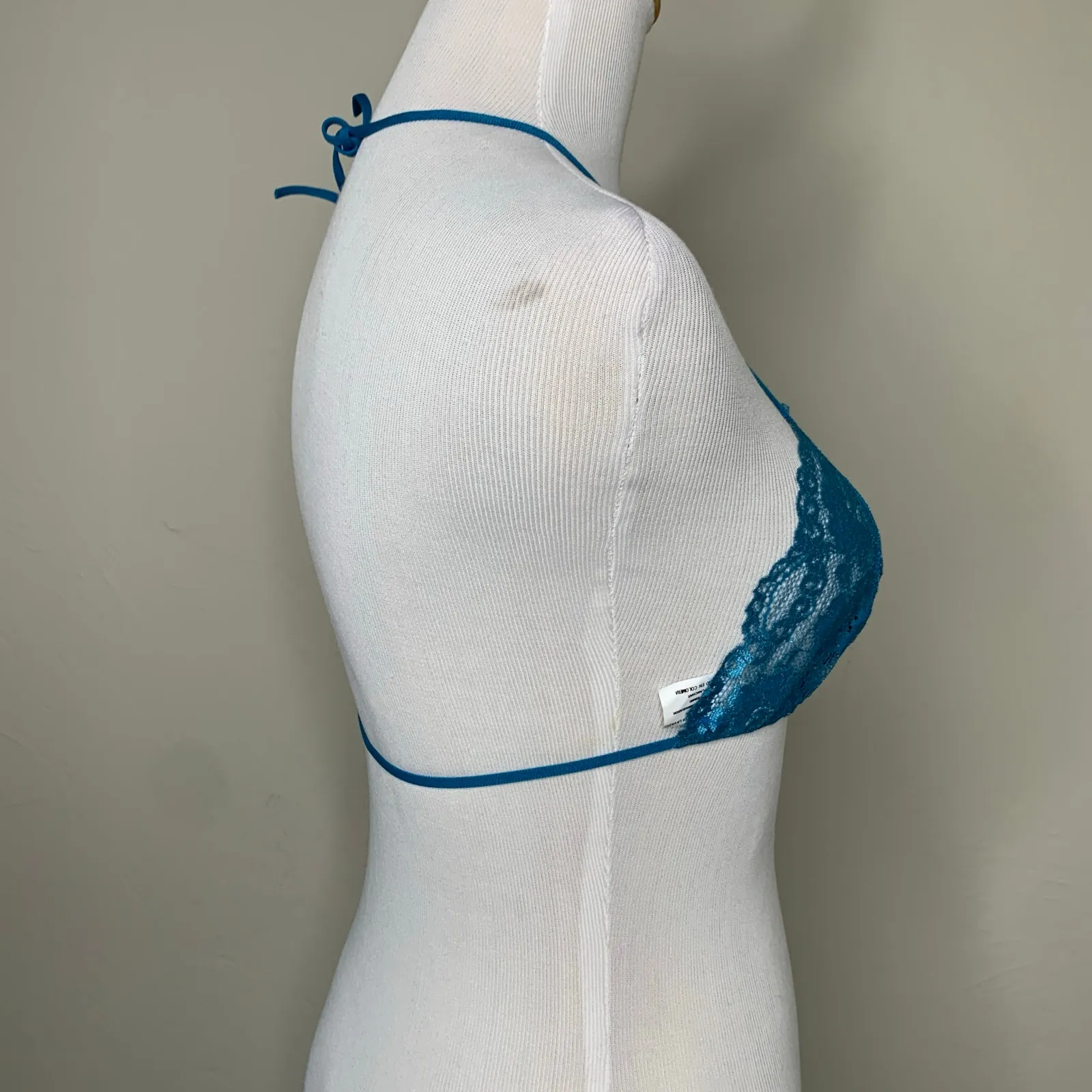 NWT Teal Blue Sheer Lace Stretch Bralette Sz Large Adjustable - Image 4