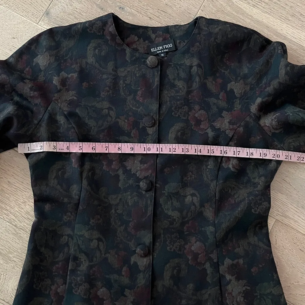 Vintage Ellen Figg Tapestry Jacket USA Made Floral Brocade Size 12 dark academia Red - Image 6