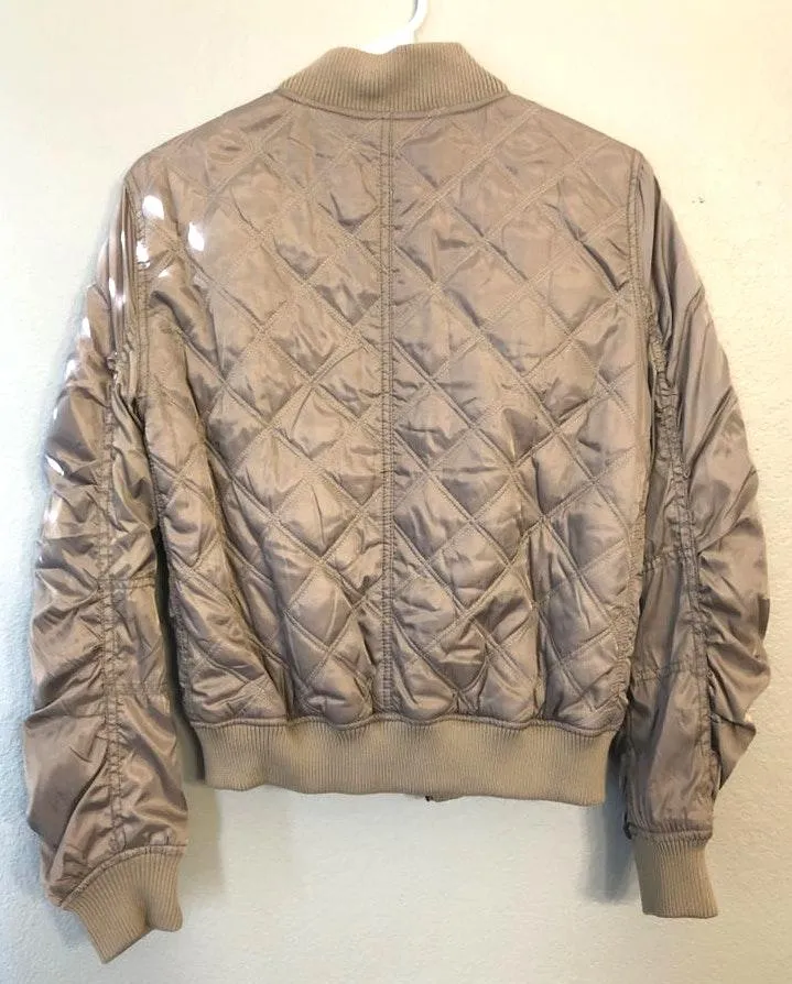 The Story Tan Puffy Bomber Jacket - Image 2