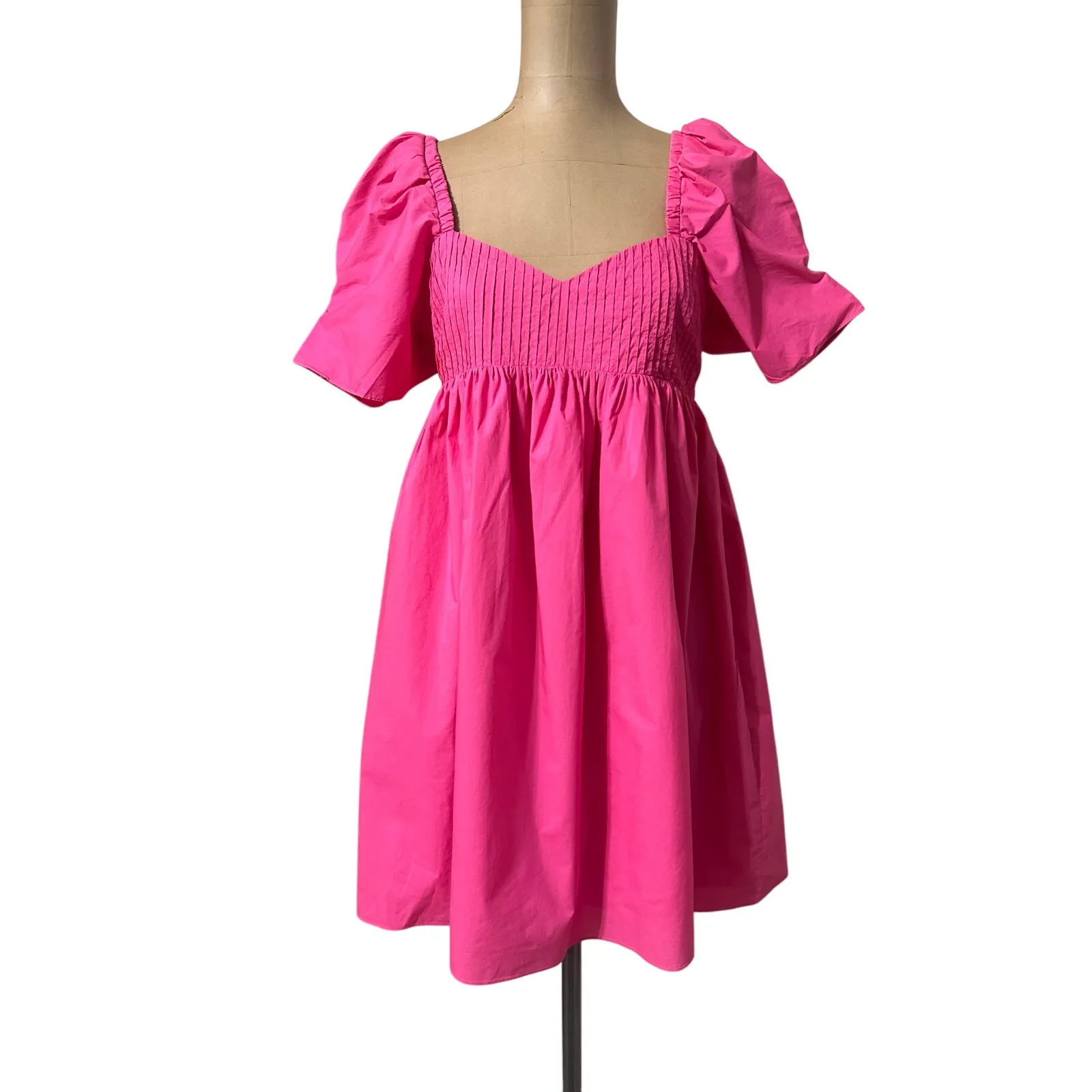 Tuckernuck Hyacinth House Mini Dress Fuchsia Pink Cotton Puff Sleeve - Image 3