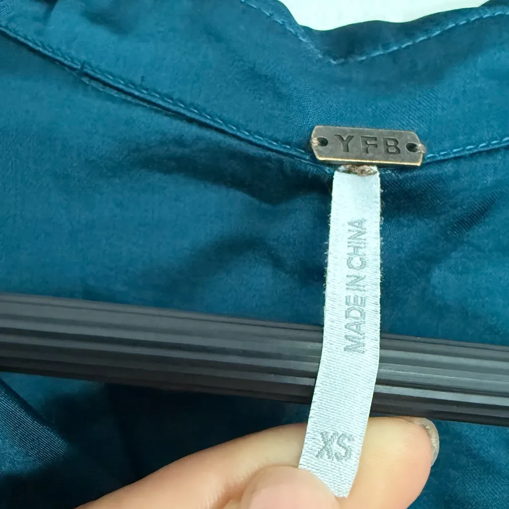 YFB Teal Long Sleeve Dress Blue Size XS - Image 7