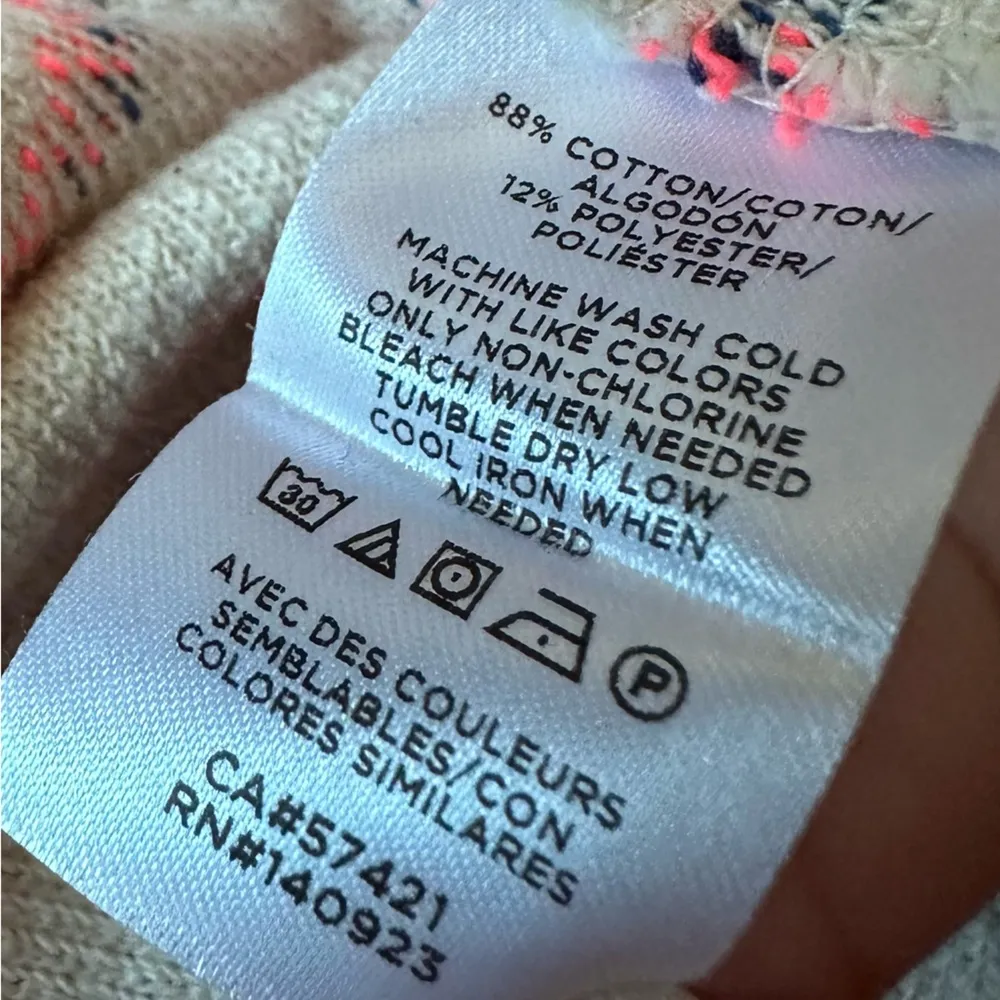 Lou and Grey Cream Neon Striped Terry Woven 3 Quarter Sleeve Pocket Top Medium - Image 11