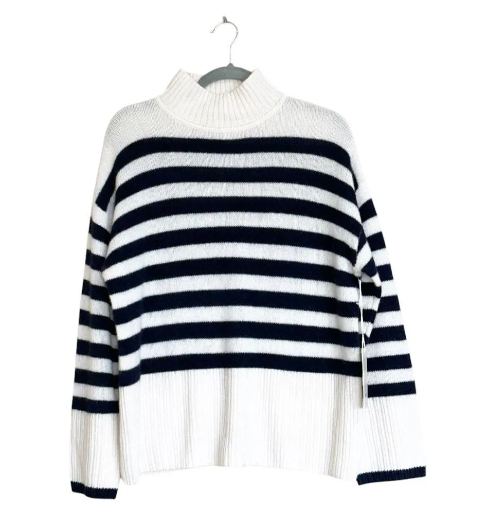 NWT JOIE 100% Cashmere Striped Mock Neck Long Sleeve Sweater Pullover Jumper - Image 4