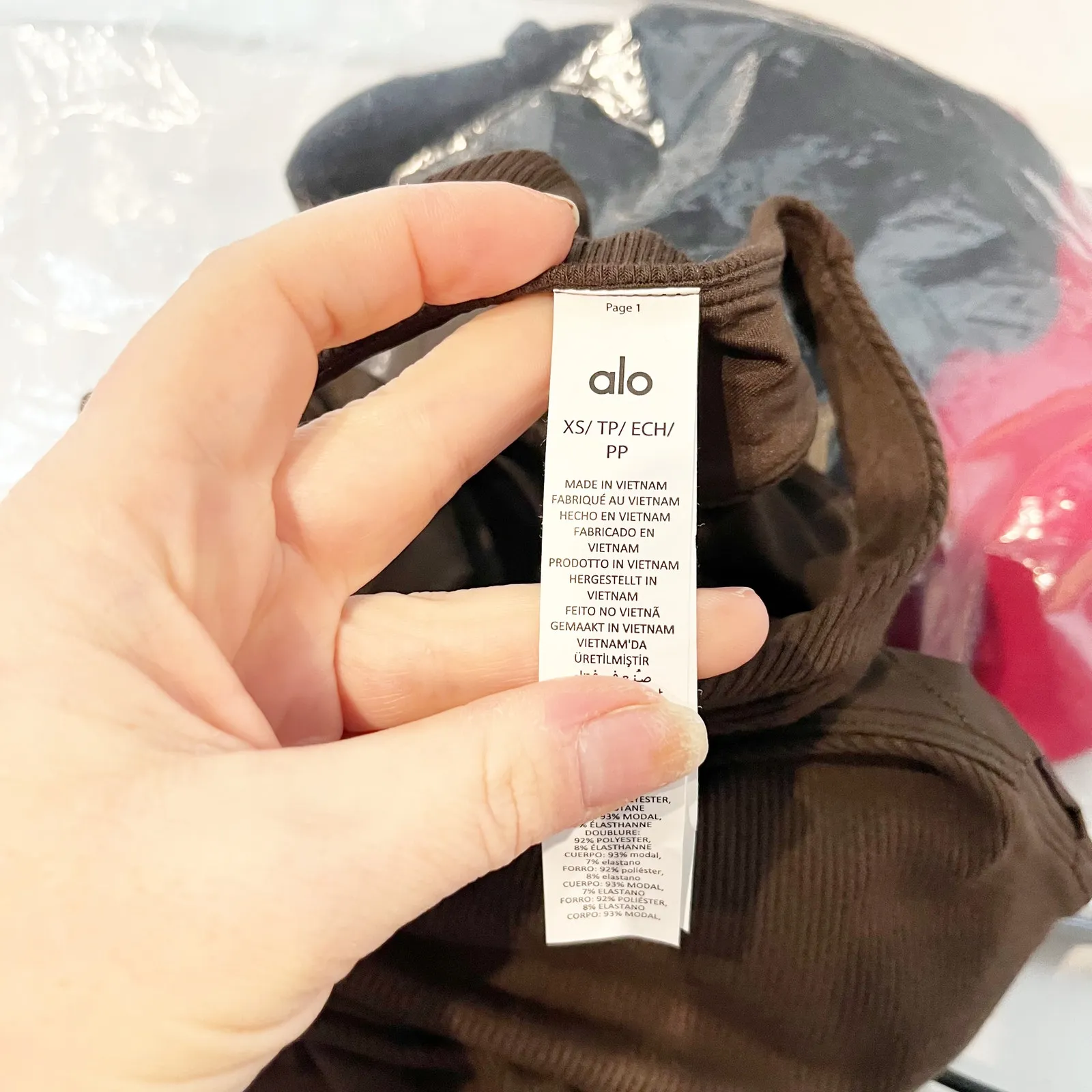 Alo Ribbed Mesmerize Bra Tank Top Keyhole Espresso Brown XS - Image 3