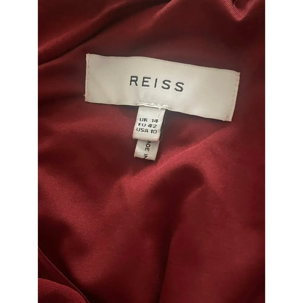 Reiss Xena Strappy Dark Red Open Back Plunge Neck Midi Dress, Size 10, B80, $110 - Image 9