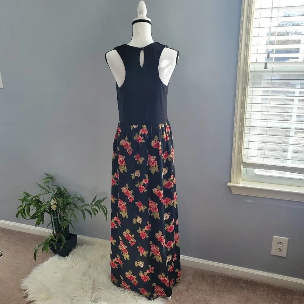 Xhiliration Floral Print Long Sleeveless Maxi Dress L - Image 2