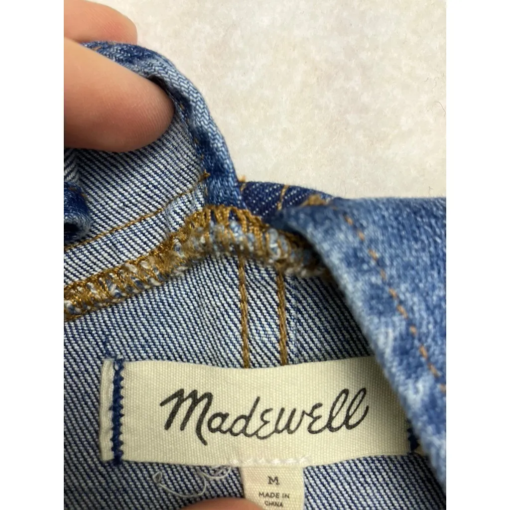 Madewell Denim Overalls Women Size M Straight Leg Medium Wash Cotton Blend - Image 3