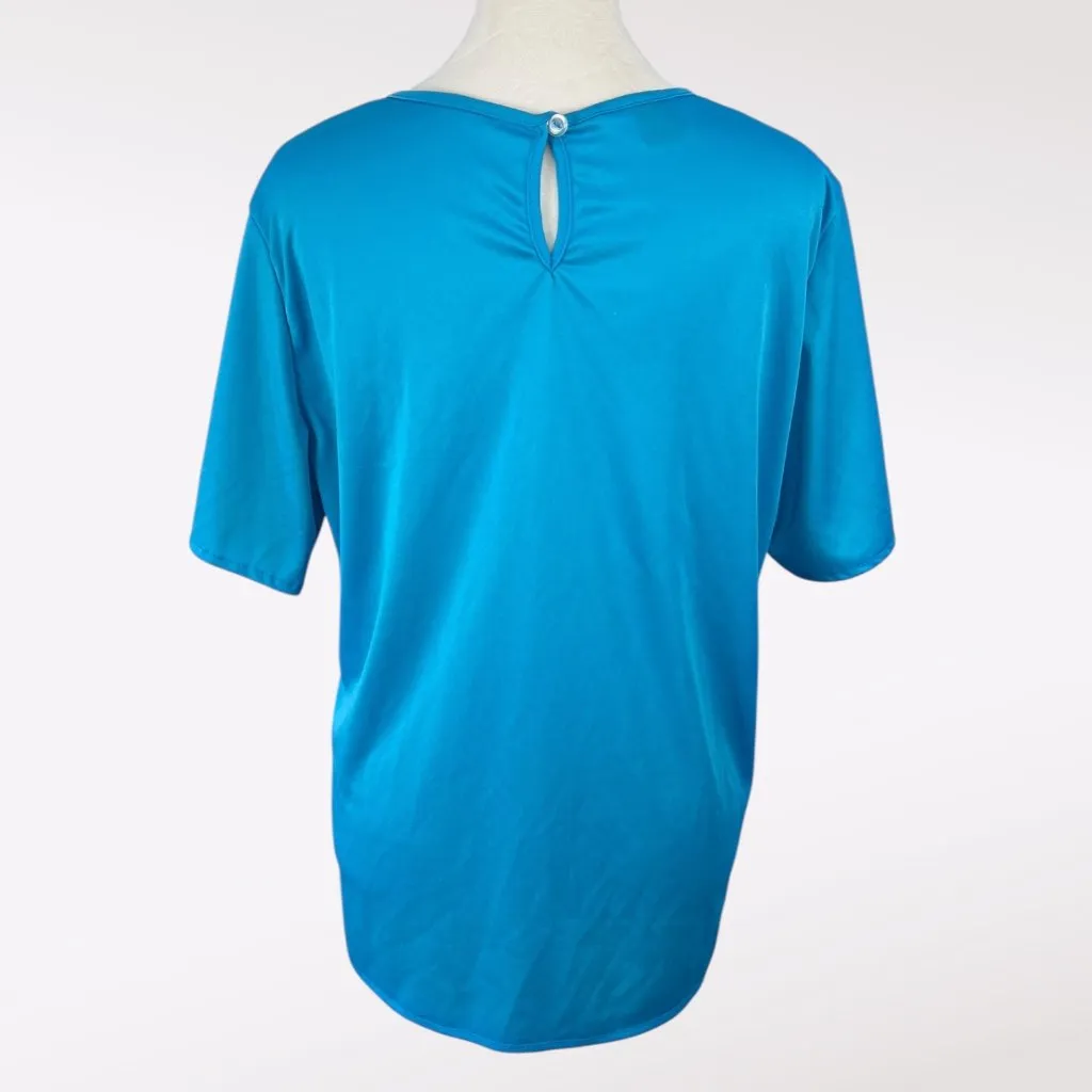 Blair Blue Short Sleeve Top Pullover Blouse Keyhole Back Size Medium - Image 5