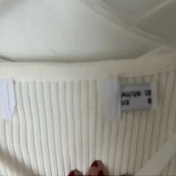 Petal and Pup  Paelia White Ribbed Knit Tie Neck Top 8 - Image 9