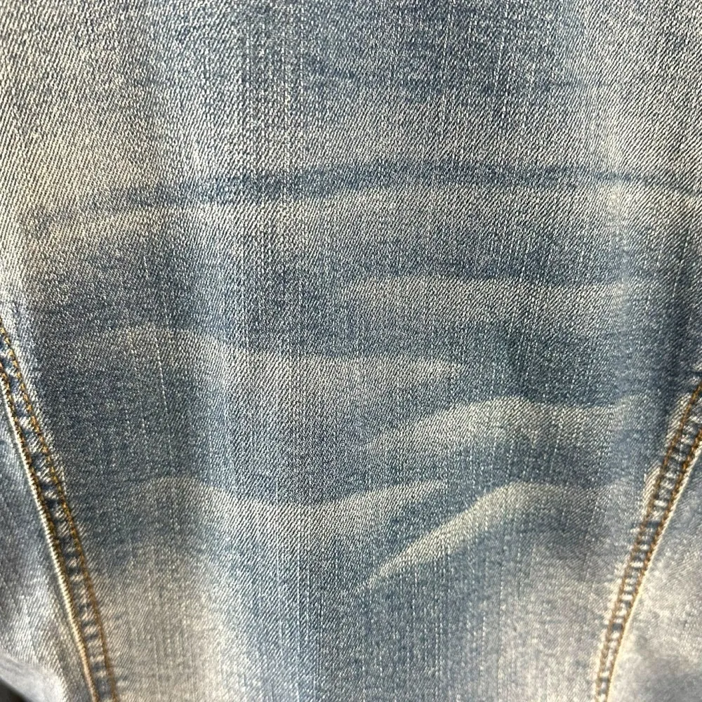 Vintage Flower Brooch & Mossimo Denim Jacket Size XXL Bohemian Fall Distressed Blue - Image 11