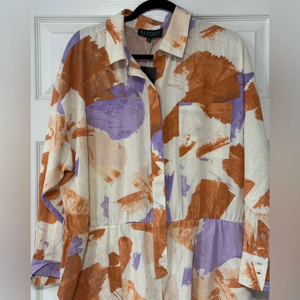 Eloquii Women's Abstract Print in Orange & Purple Jumpsuit Size 18 NWT - Image 4