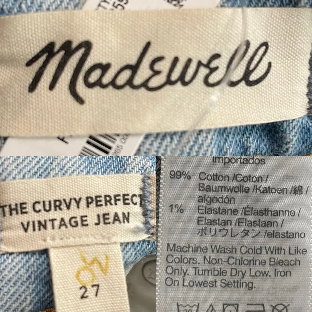 NWT Madewell Womens Jeans Denim Blue Curvy Perfect Vintage Light Wash Size 27 - Image 9