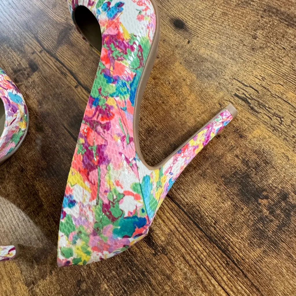 a.n.a Multicolor Floral Women's Heels sz 9 - Image 9