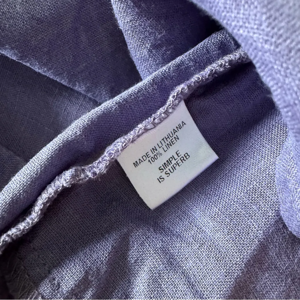 Flax Purple Linen V- Neck Tunic, Small - Image 5