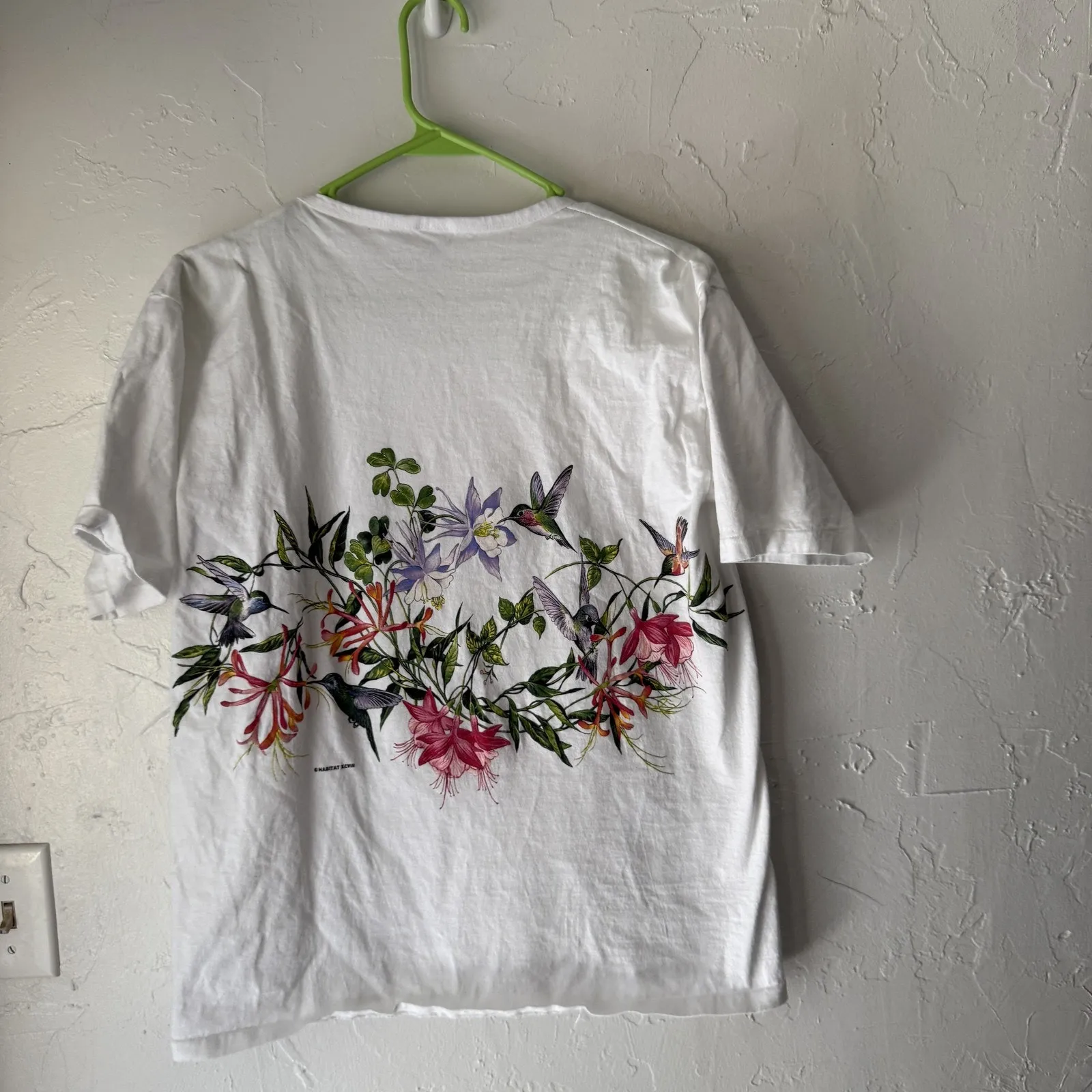 Vintage Habitat Shirt Womens Large‎ Hummingbird Floral Graphic Nature 90s USA - Image 7