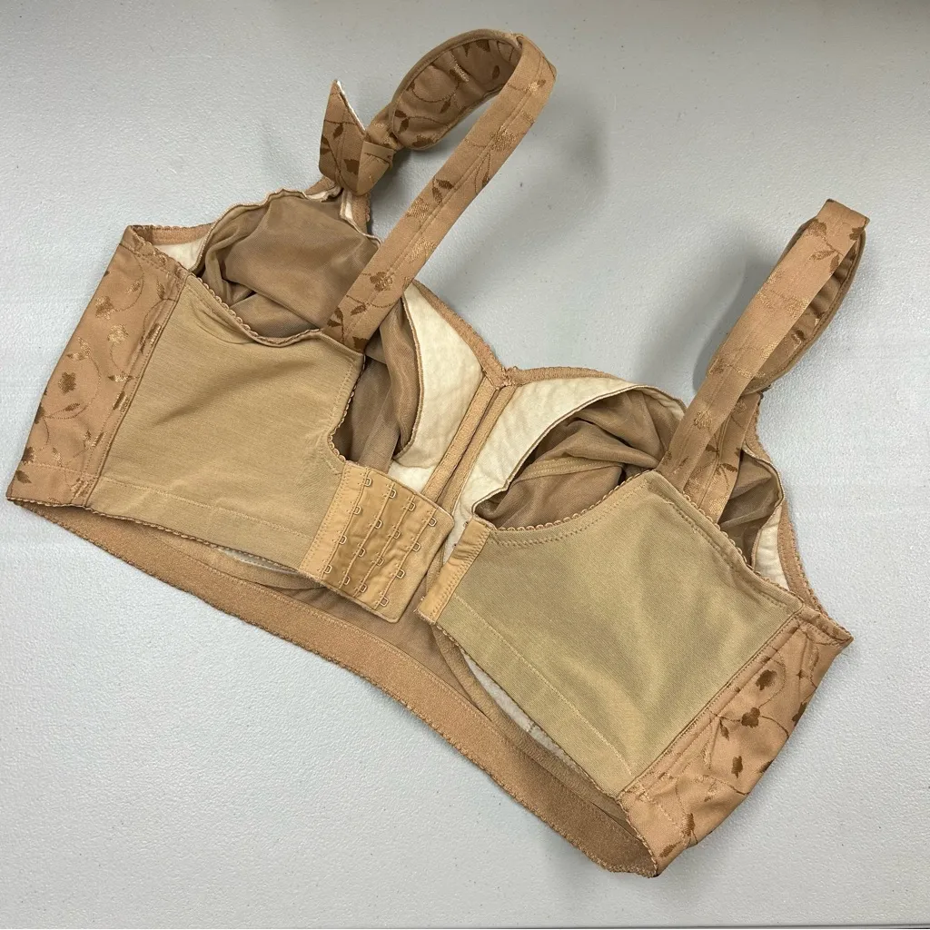 Elila Jacquard Wireless Softcup Bra with Cushion Super Curves Full Coverage 42J Brown Size undefined - Image 3
