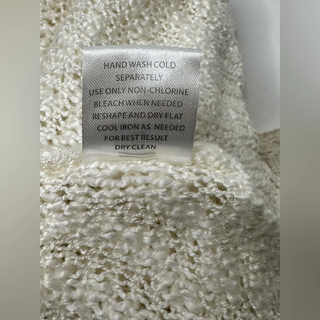 Hippie Rose Sweater Womens Size M Knitted Ivory Beige Pullover Boho Peasant Work - Image 8