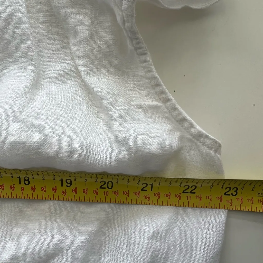 Kookai White Linen faux wrap dress short cup sleeve V neck 42 - Image 4