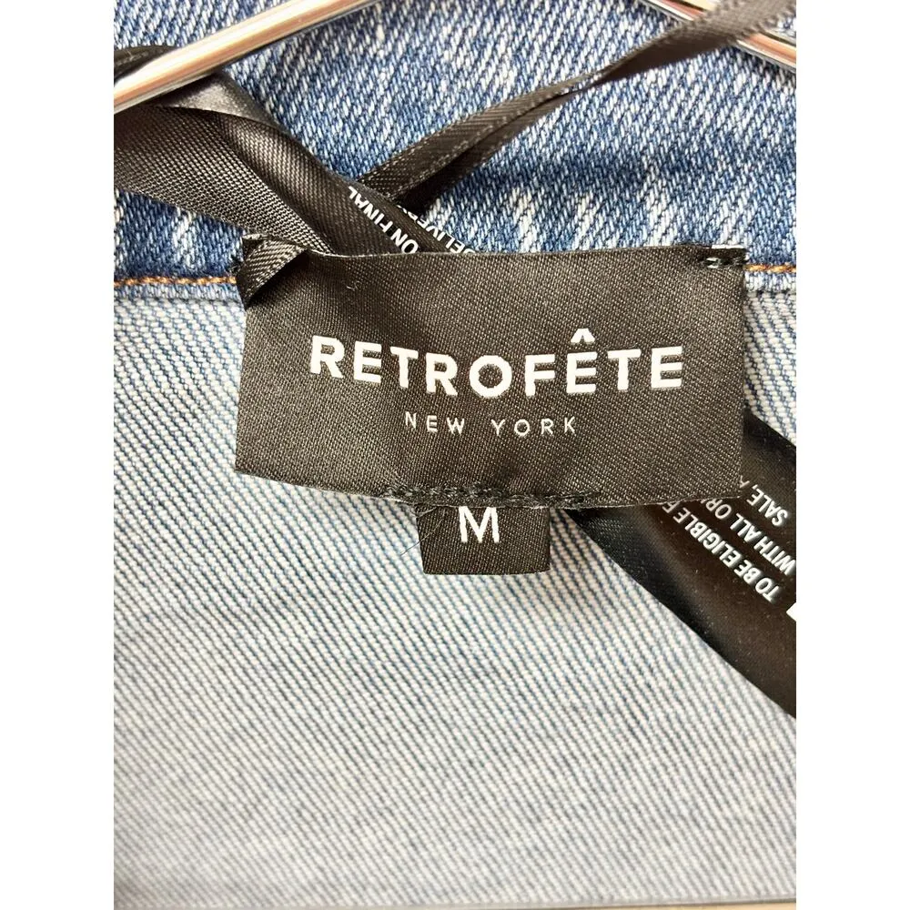 NWT Retrofete Ellis Short Sleeve Tapered Leg Denim Jumpsuit Este Women's Size M - Image 4