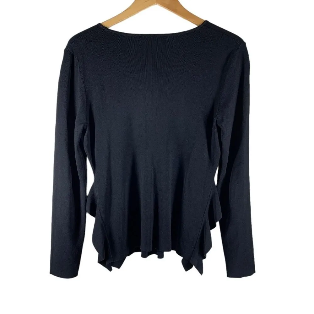 Opening Ceremony Black Side Flounce Knit Top Size Large Women's Scoop Neck - Image 7