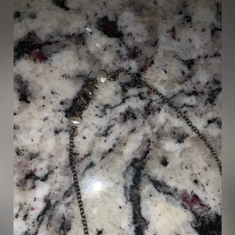 Alexis Bittar Oval amber Lucite Pendant Necklace sterling silver pearls fall - Image 3