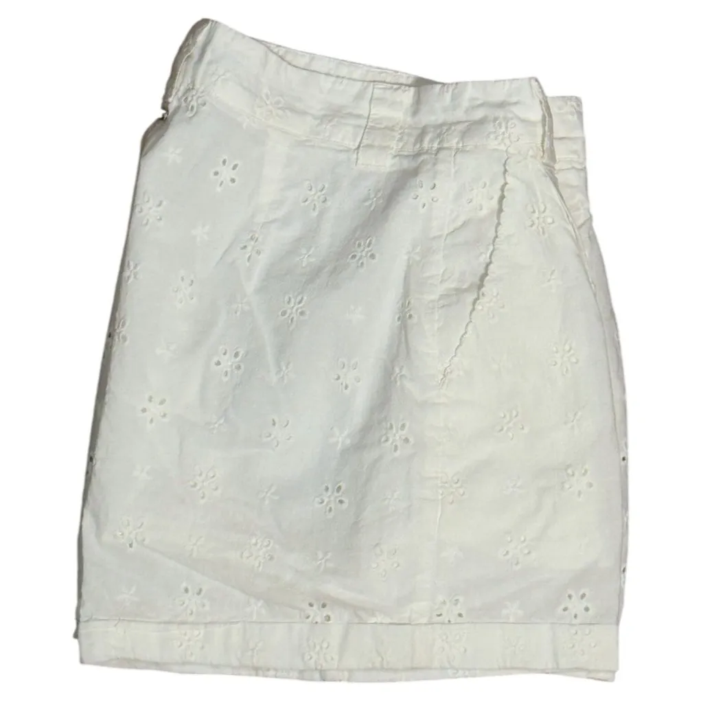 Vintage Ghanda Womens Eyelet Embroidered 100% Cotton White Shorts Size M Comfy Size M - Image 4