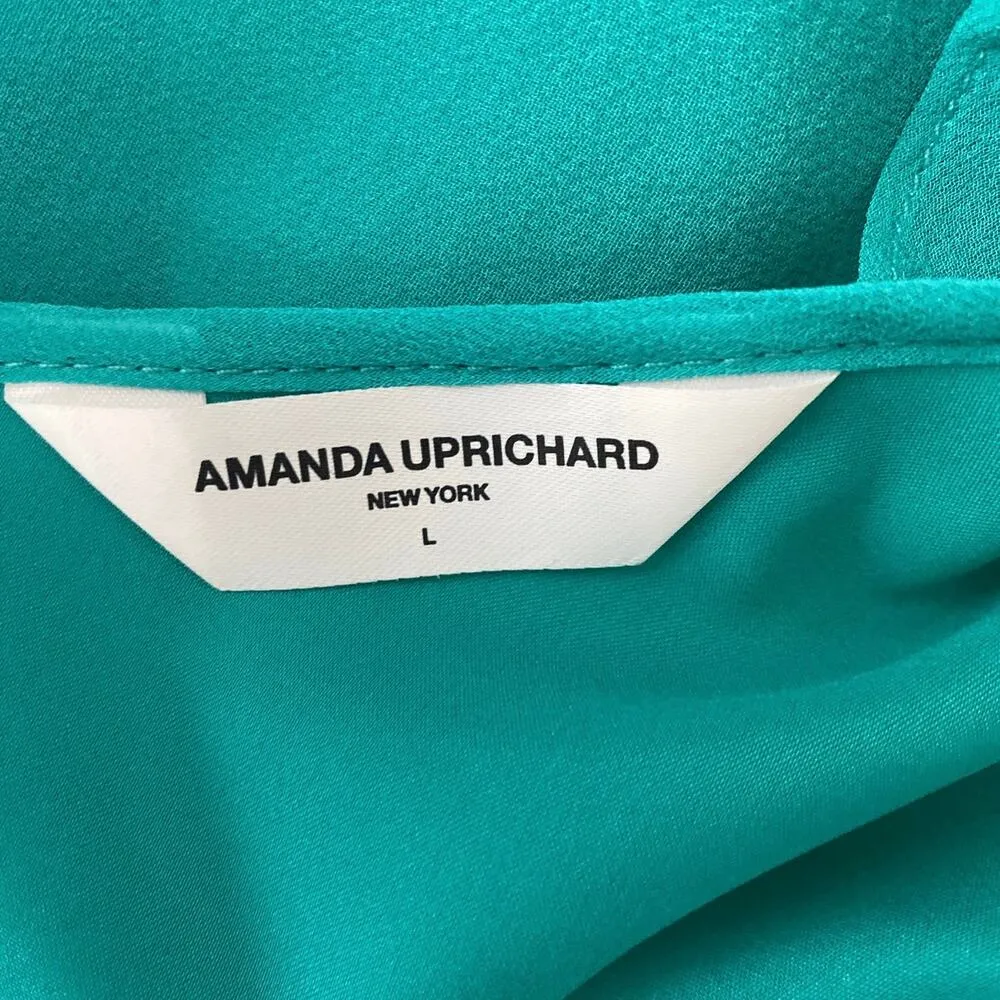 Amanda Uprichard Kalyn Halter Backless Dress Teal Aqua Blue 100% silk women sz L - Image 5