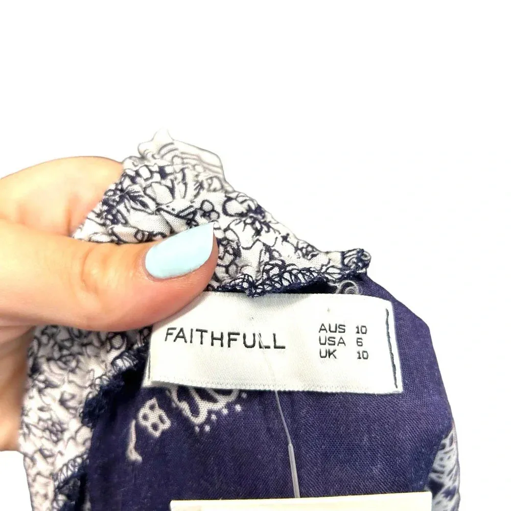 Faithfull the Brand Mali Dress in Devani Print Navy Blue Size US 6 - Image 9