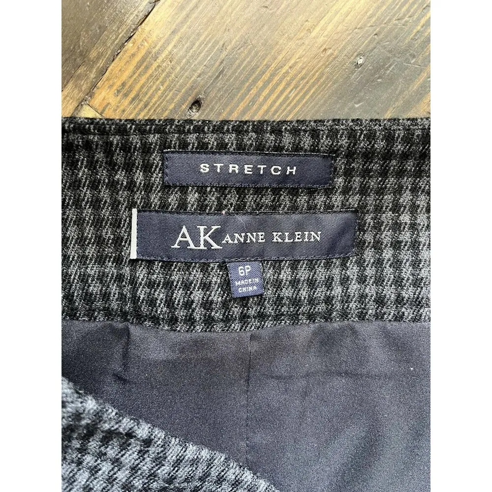 Anne Klein Grey Houndstooth Wool Blend Stretch Pencil Skirt Womens Size 6P - Image 4