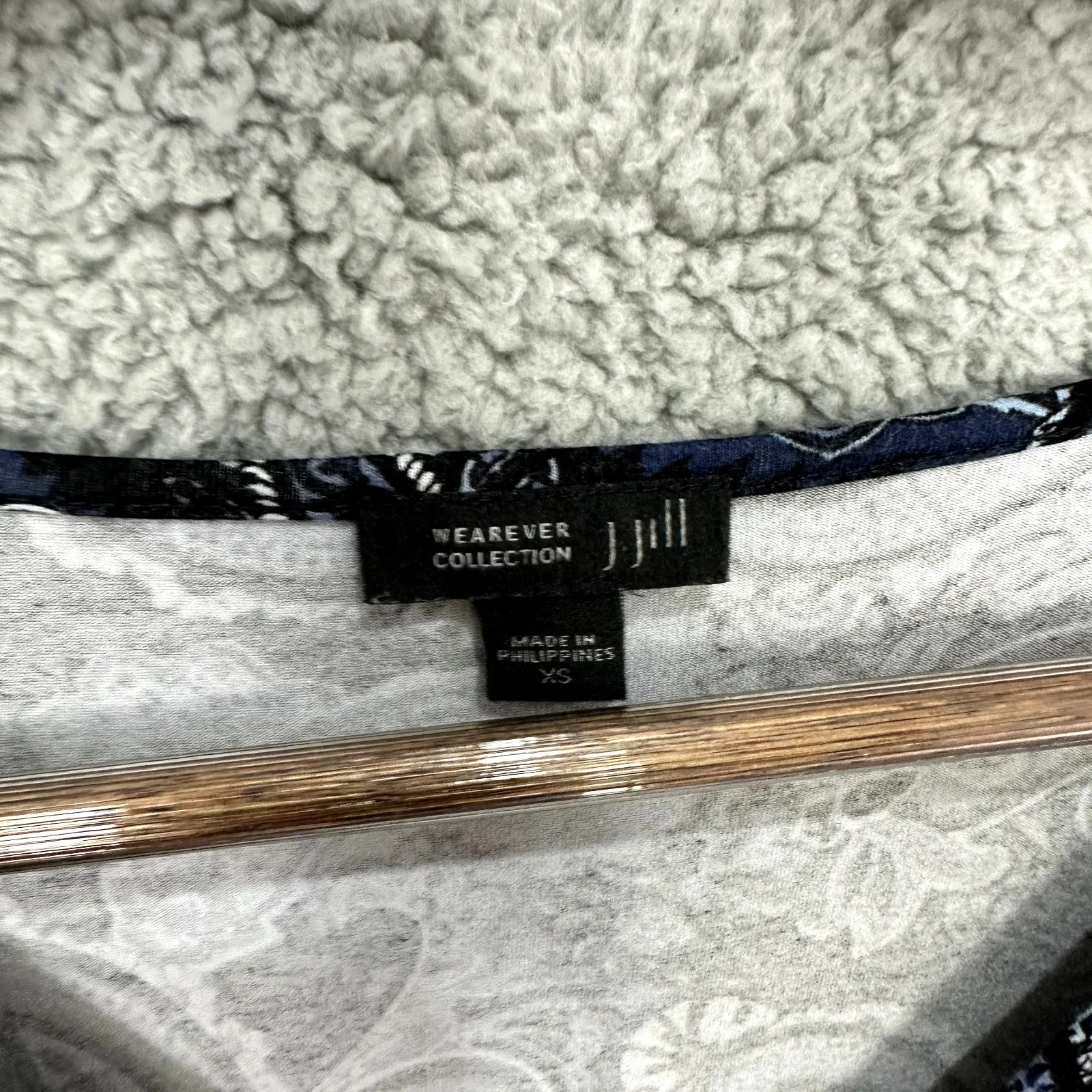 J.Jill Wearever Dress XS Black Blue Paisley‎ Stretch Modest Career Boho Retro - Image 2