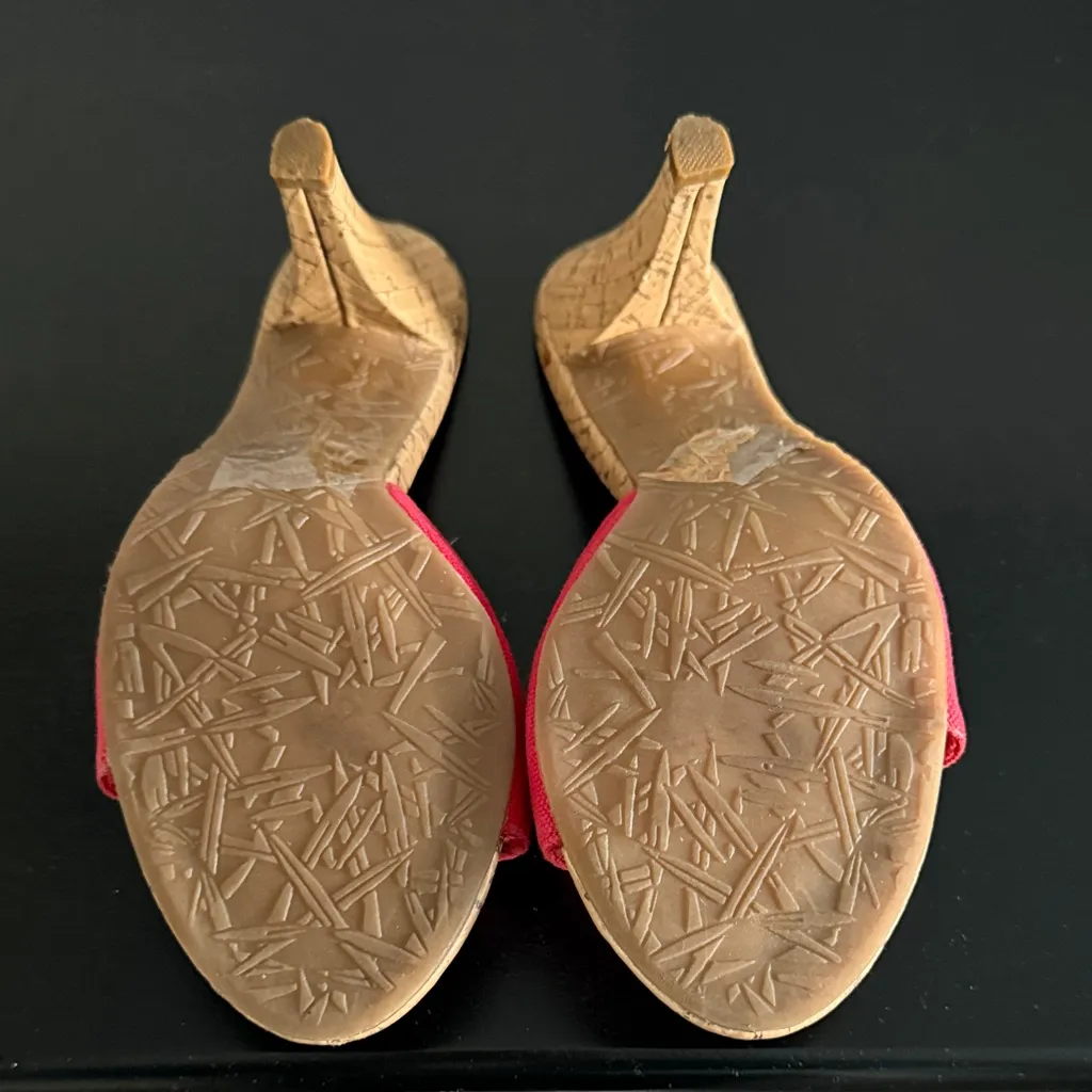 Dollhouse  Red Cork Heels with Bow Sz 6.5 - Image 8