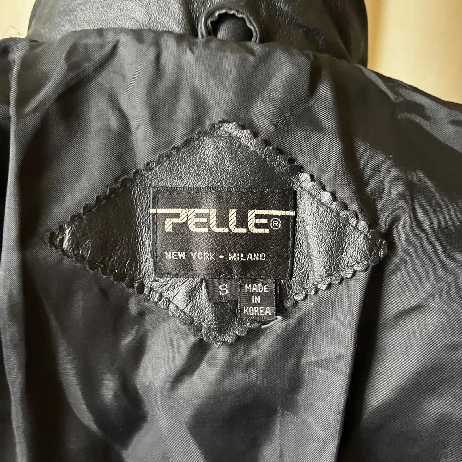 Vintage Pelle Black Leather Trench Coat S/M Oversized Long Jacket 90s - Image 6