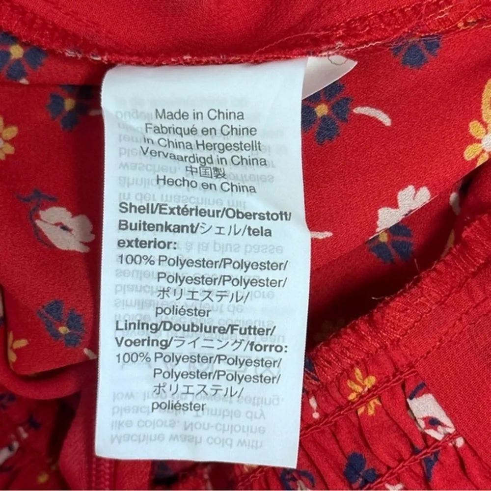 Madewell Red Prairie Poses‎ Ruched Wide Leg Spaghetti Strap Jumpsuit Size 2 - Image 9