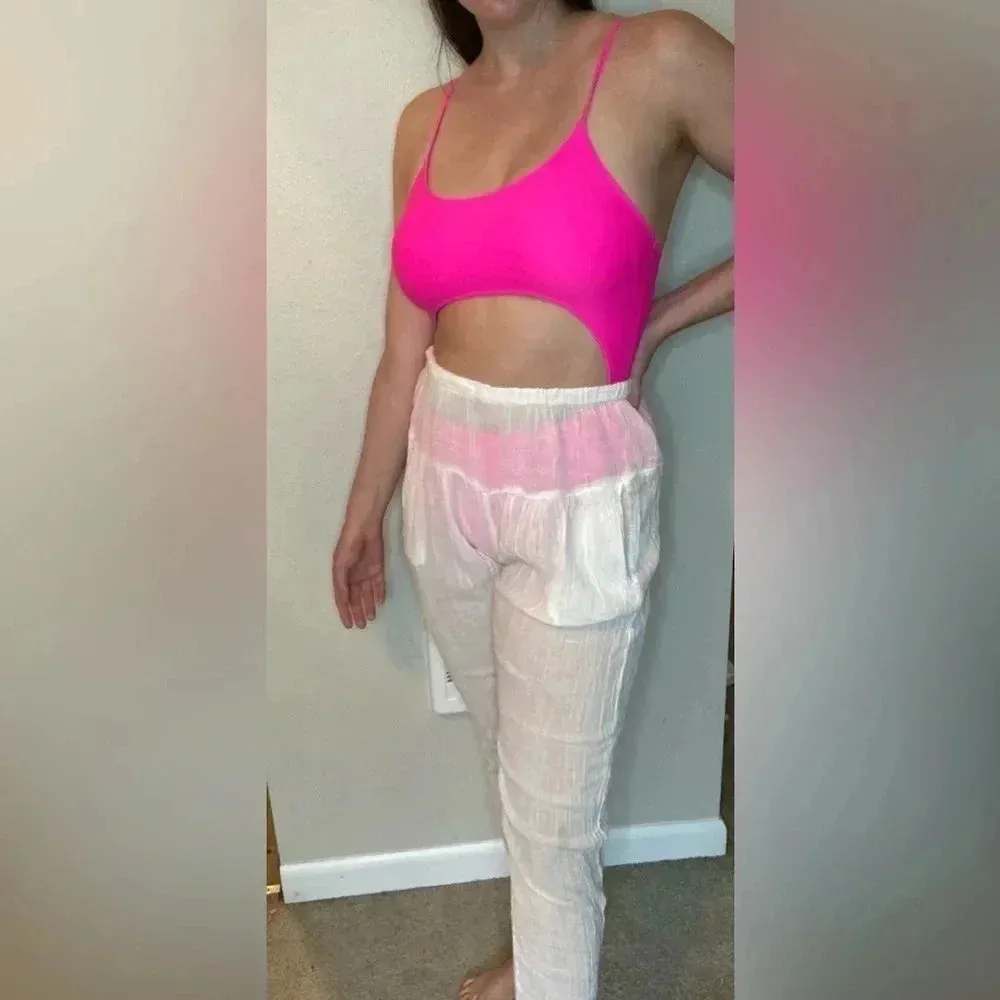 Xirena 100% Cotton Sheer Beach Pants Size Medium White - Image 3
