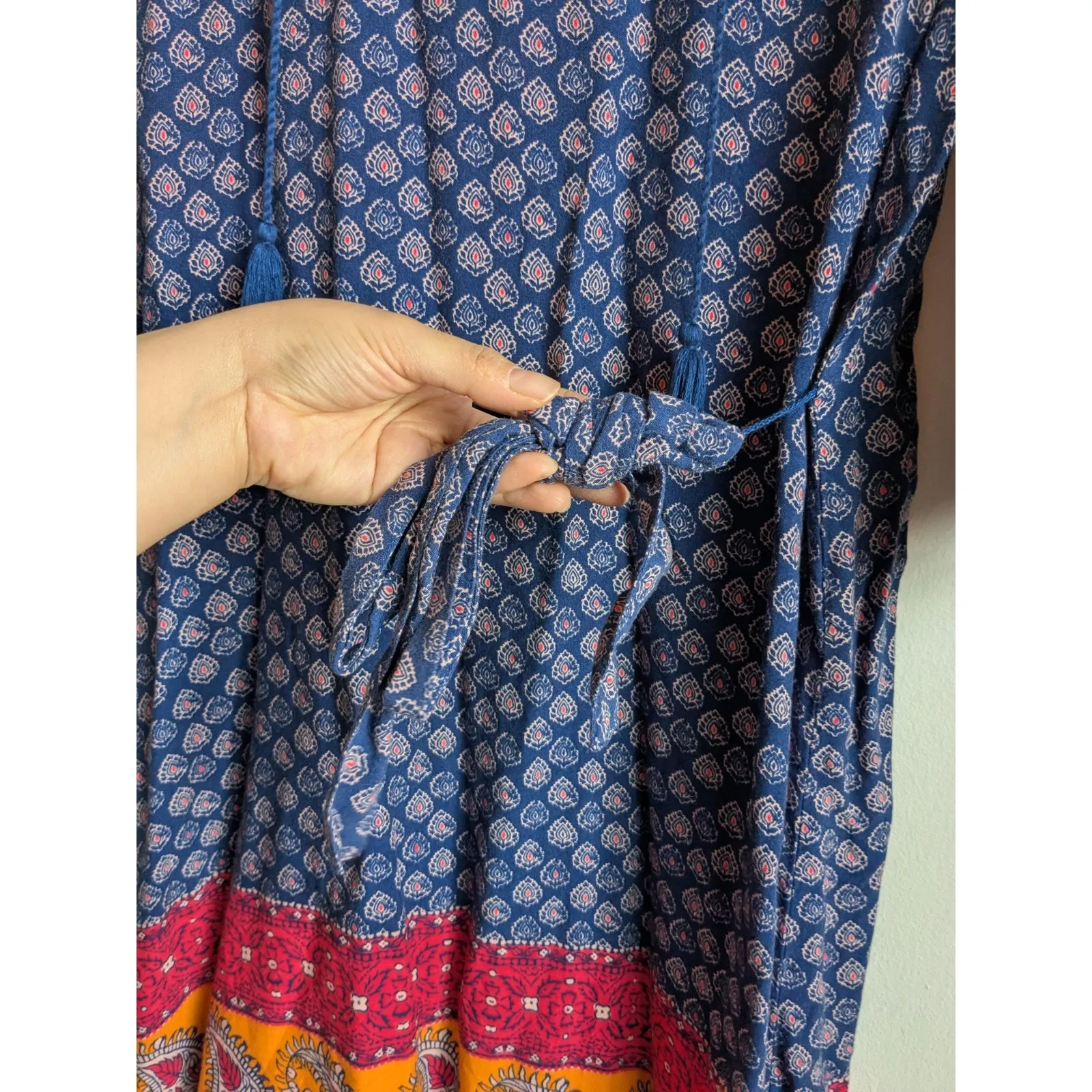 Faded Glory Dress Women's Paisley 3/4 Sleeve Boho Hippie Summer Size 4-6 S - Image 6