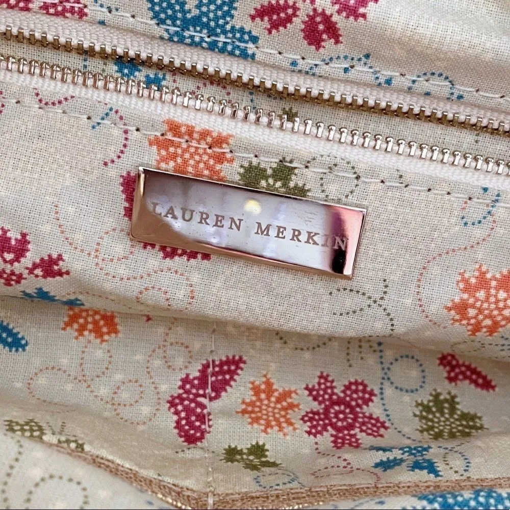 Lauren Merkin Metallic Gold Tan Woven Tote Shoulder Bag - Image 10