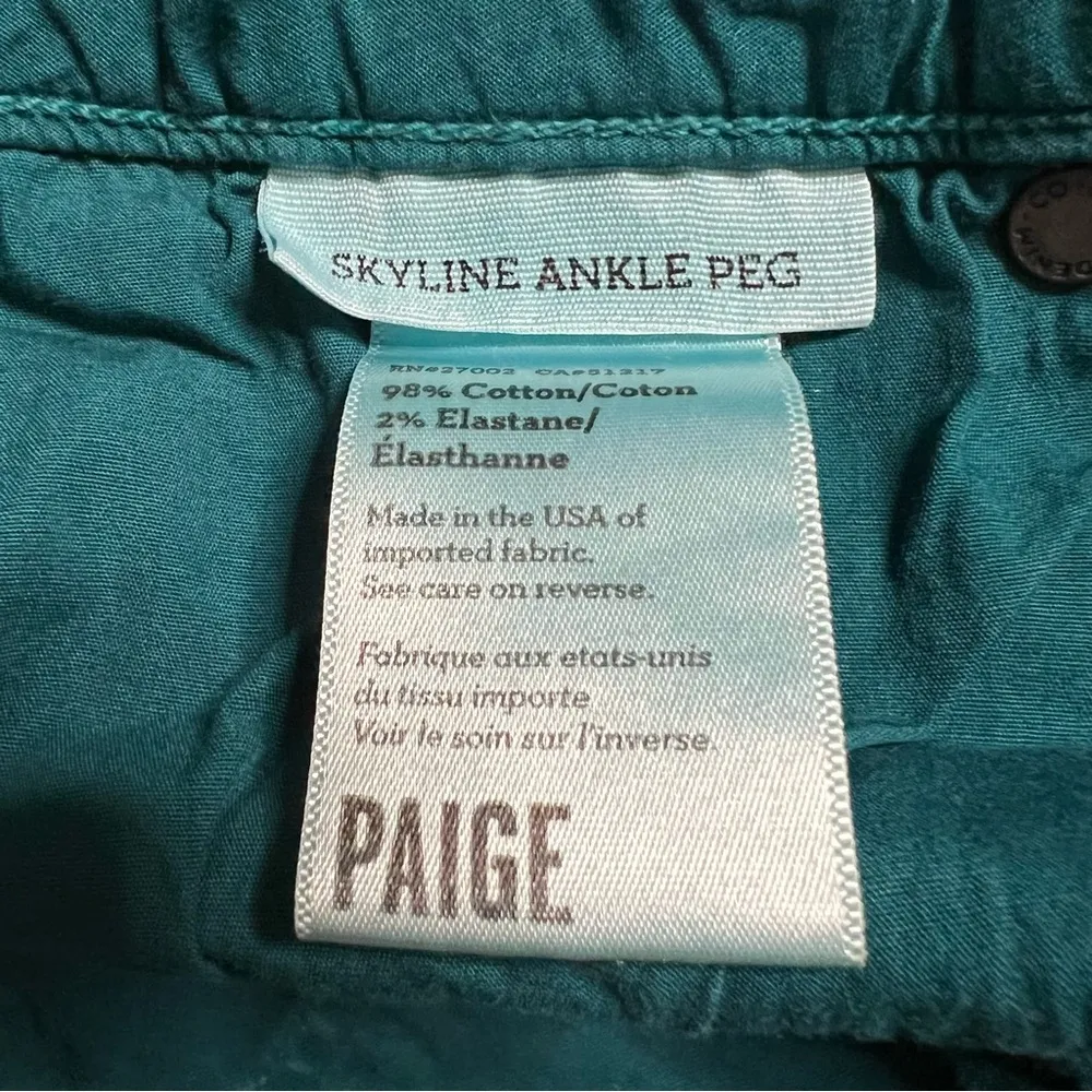 Paige Teal Skyline Ankle Peg Mid Rise Skinny Jeans Size 32 001-741849 - Image 6