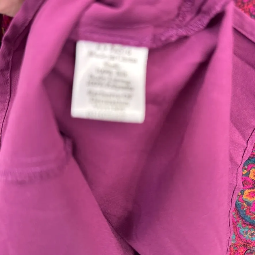 Vintage Coldwater Creek Button Front Top Womens PXL Pink Paisley Silk Fairy Boho - Image 12