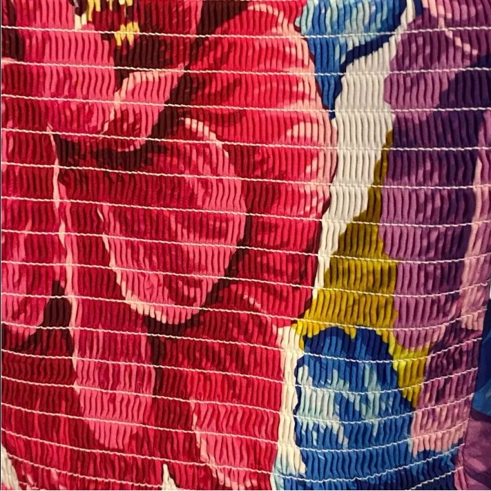 FARM RIO Rainbow Chita Empire-Waist vibrant Floral puff sleeve Blouse resortwear - Image 12