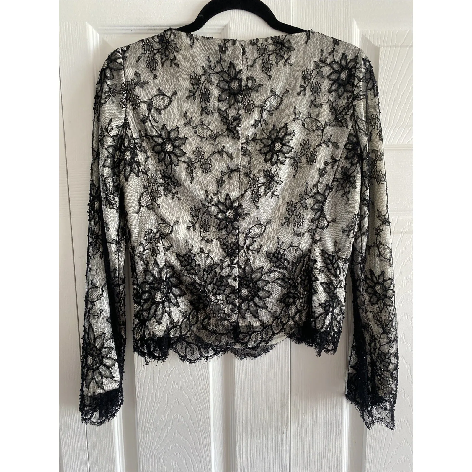 Dana Buchman Womens 2 Black Lace Overlay Beaded Top Fairy goth Whimsigoth Event - Image 7