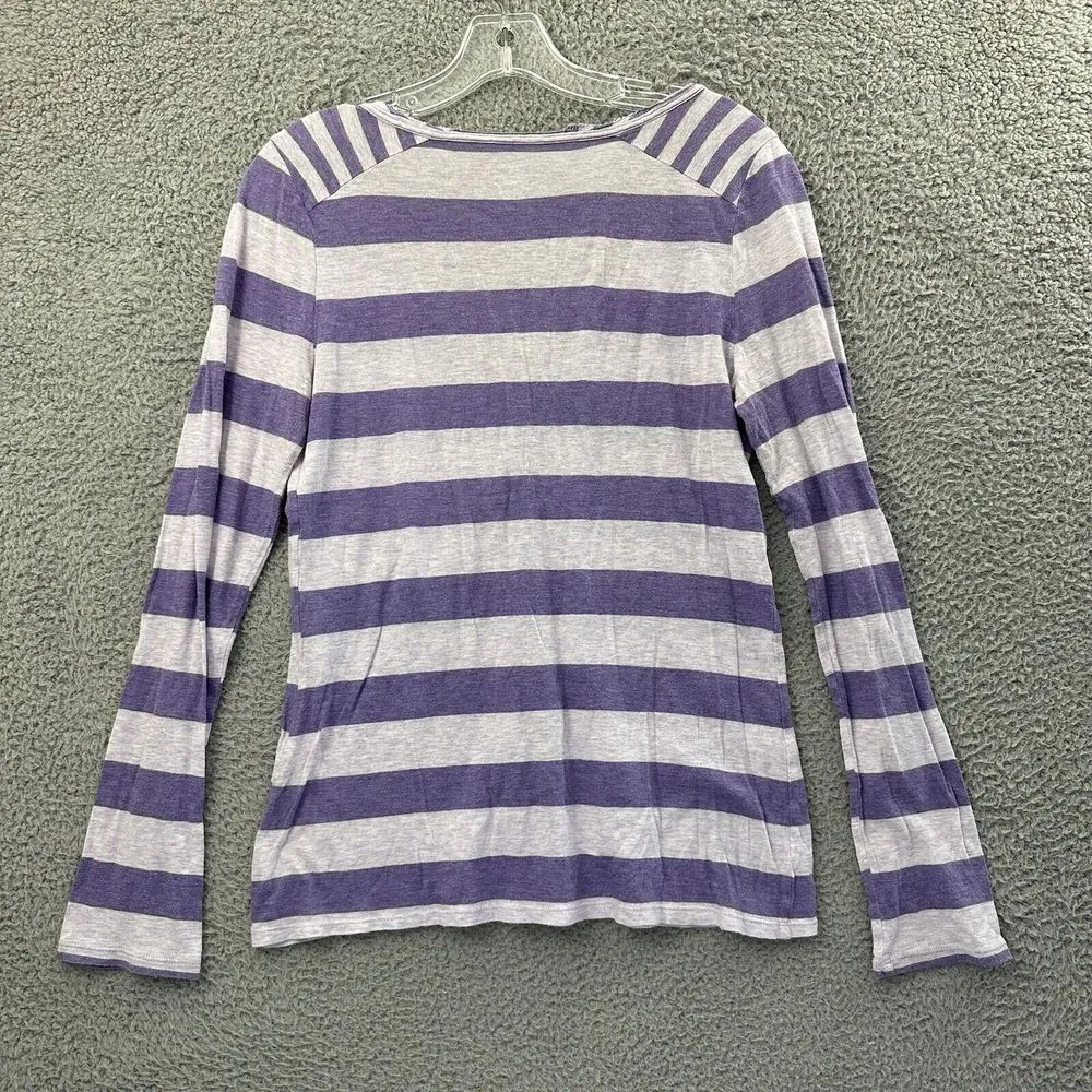 Y2k Old Navy Women's M Henley Long Sleeve Top Striped‎ Bella Swan Retro Grunge - Image 2