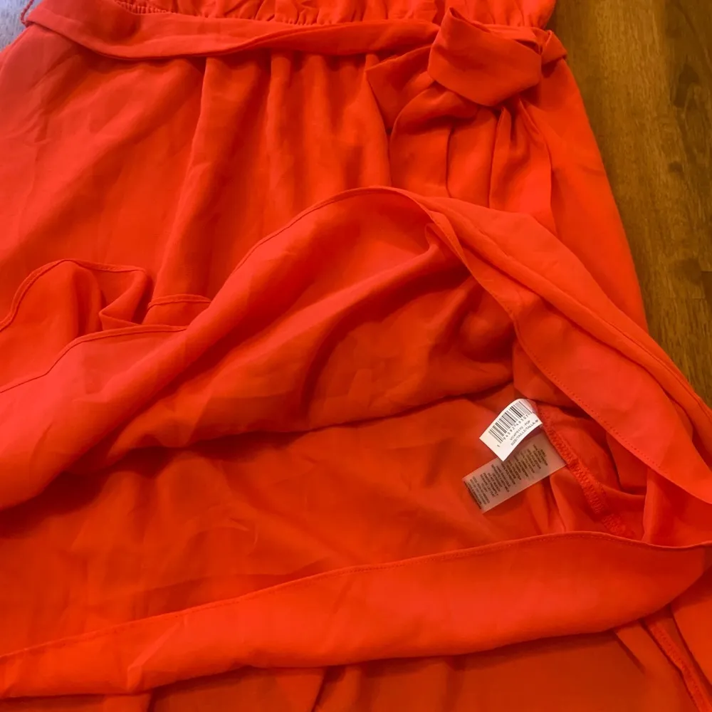 Vince Camuto mini dress 8P red/orange Poppy Chiffon Smocked Tiered Minid… - Image 7