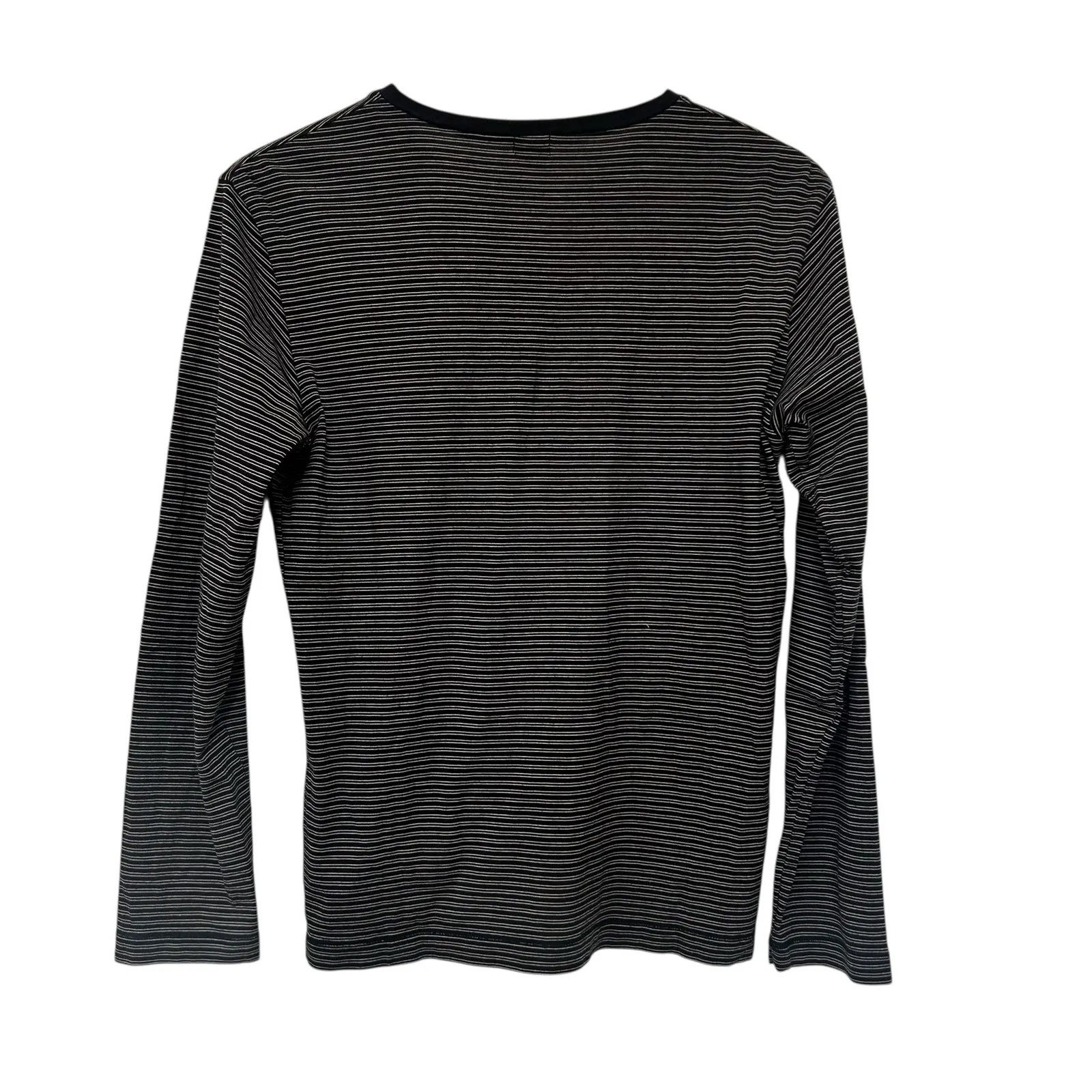 Paul Smith Black Gray Striped V Neck Long Sleeve Shirt Sz M Size M - Image 6